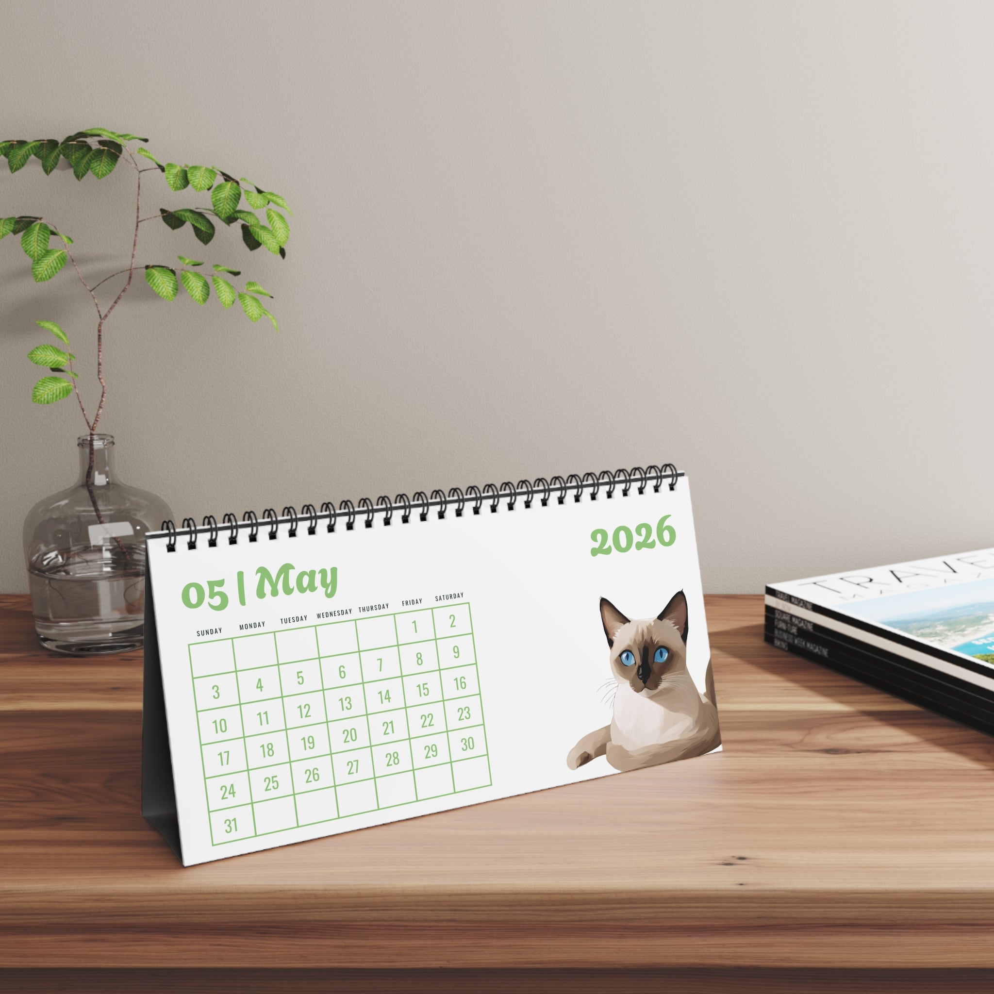 2026 Desk Calendar with Pet Illustrations | Cute Dog Cat Animal Desktop Calendar | Gift for Pet Lovers | Monthly Planner Stand - Apricot Cat Calendar