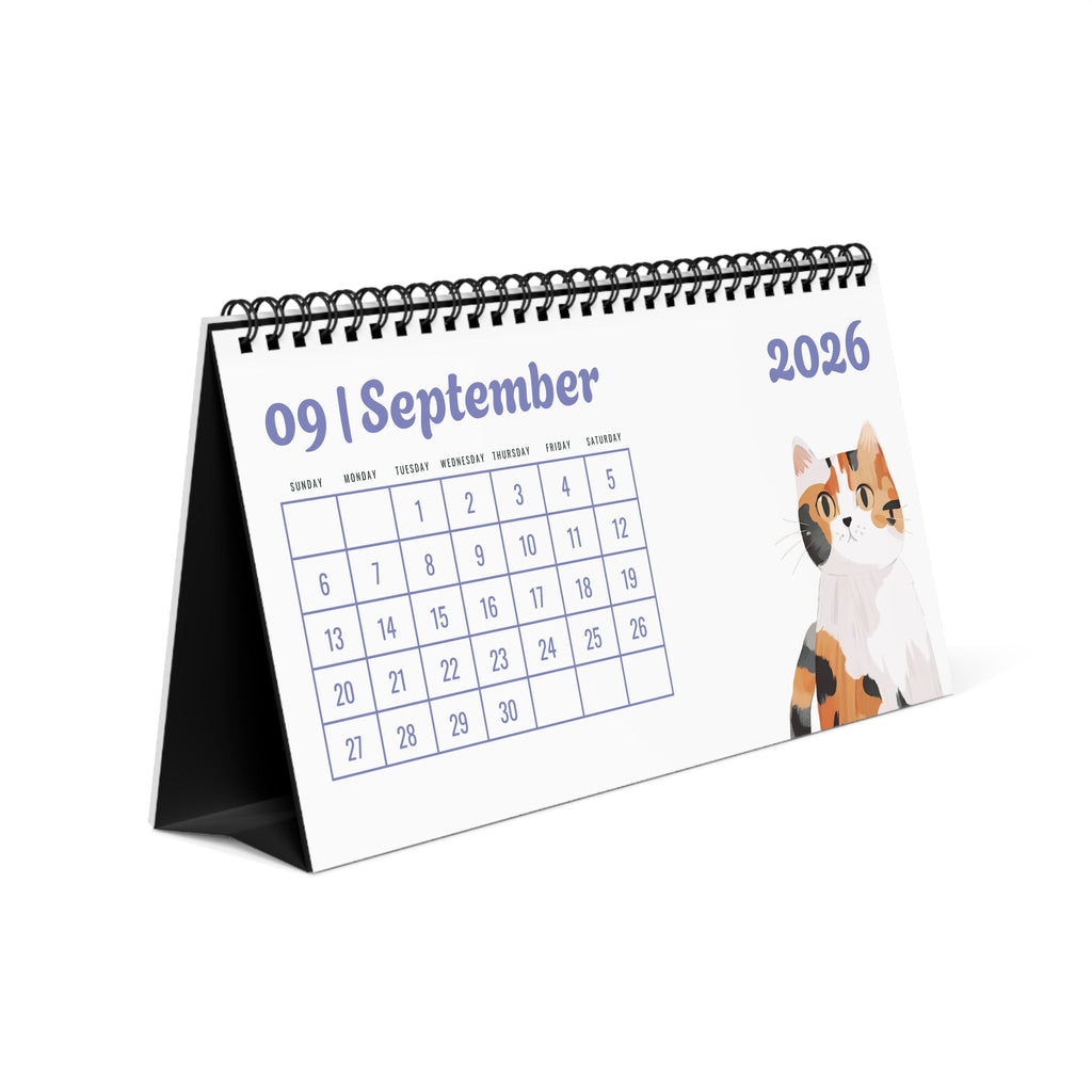 2026 Desk Calendar with Pet Illustrations | Cute Dog Cat Animal Desktop Calendar | Gift for Pet Lovers | Monthly Planner Stand - Apricot Cat Calendar
