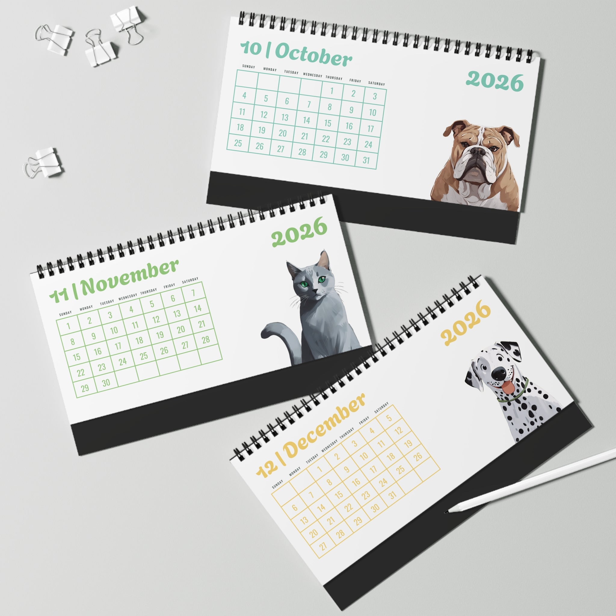 2026 Desk Calendar with Pet Illustrations | Cute Dog Cat Animal Desktop Calendar | Gift for Pet Lovers | Monthly Planner Stand - Apricot Cat Calendar