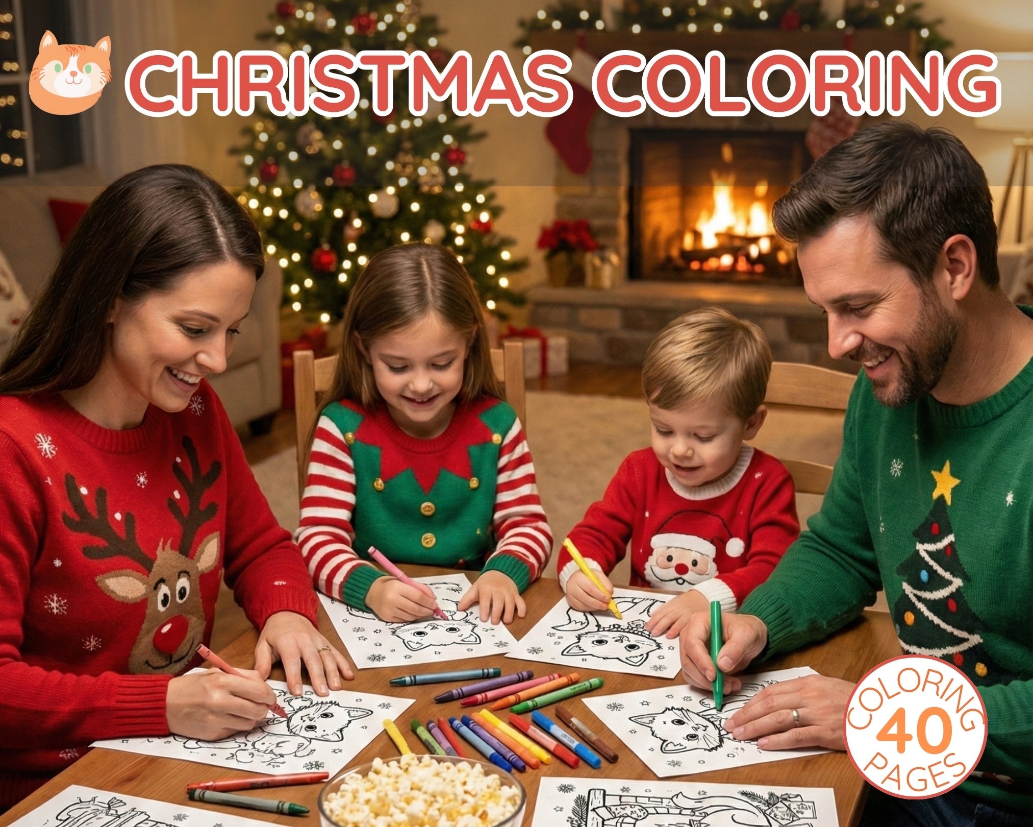 Christmas Cats Coloring Sheets | Printable Holiday Activity for Travel & Road Trip | Instant Download Kitten Coloring Book PDF - Apricot Cat