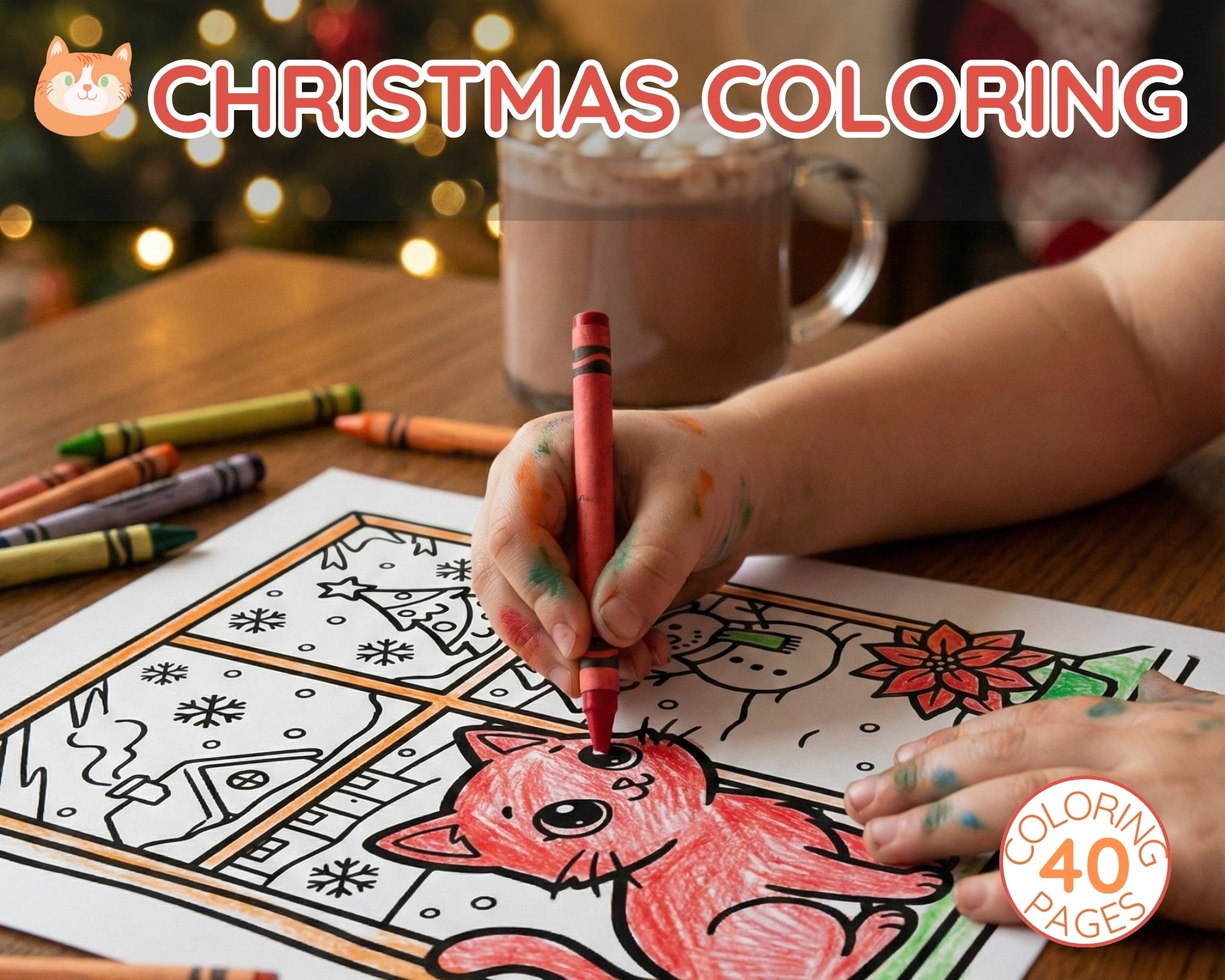 Christmas Cats Coloring Sheets | Printable Holiday Activity for Travel & Road Trip | Instant Download Kitten Coloring Book PDF - Apricot Cat