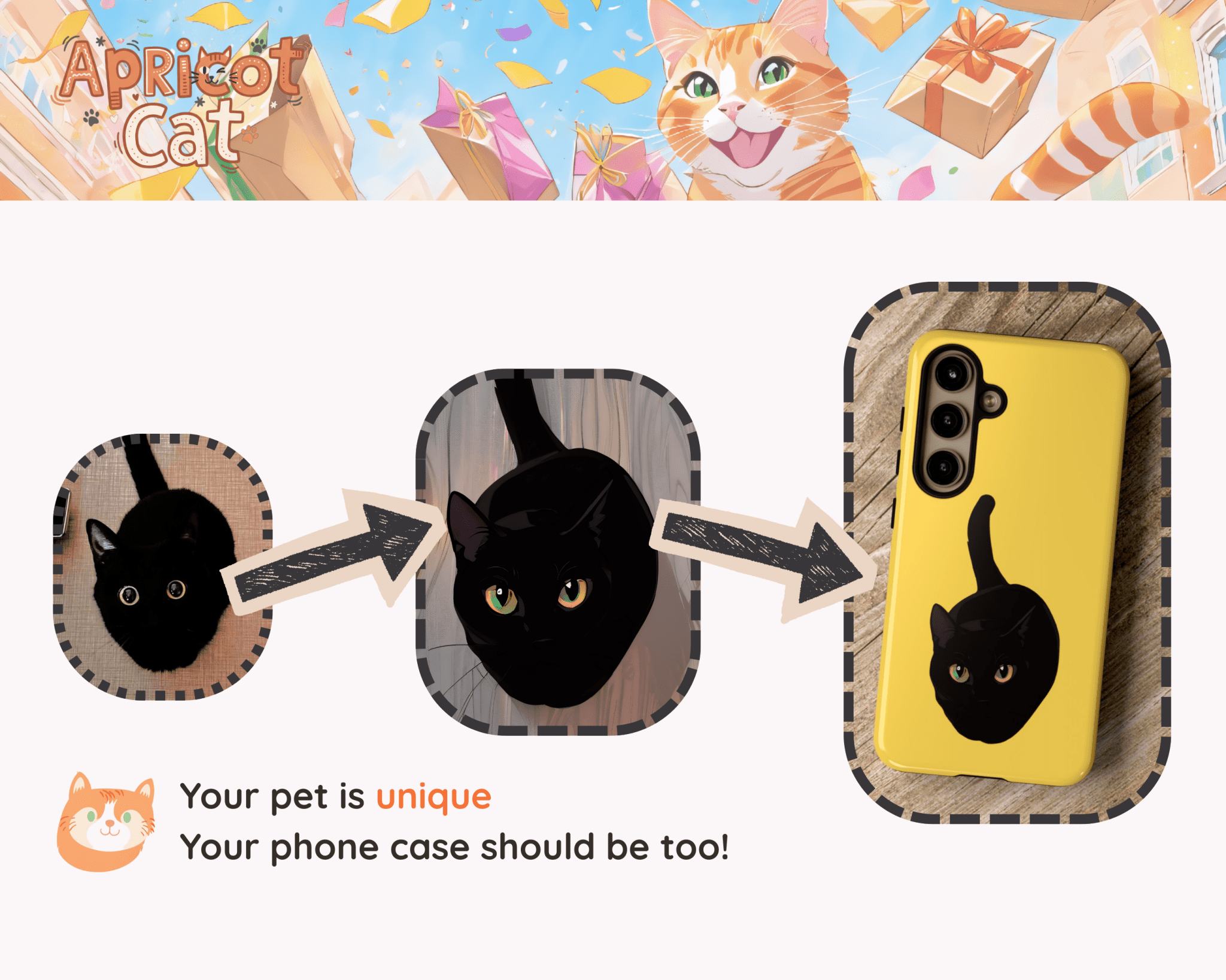 Custom Pet Phone Case | Personalized Dog Cat Portrait | Protective iPhone Case | Pet Lover Gift | Tough Dual Layer | Christmas Gift - Apricot Cat Phone Case