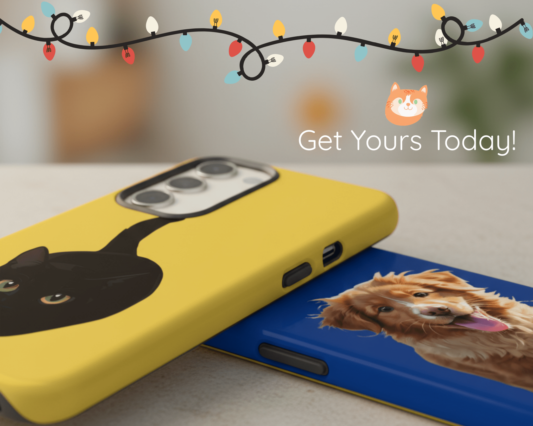 Custom Pet Phone Case | Personalized Dog Cat Portrait | Protective iPhone Case | Pet Lover Gift | Tough Dual Layer | Christmas Gift - Apricot Cat Phone Case