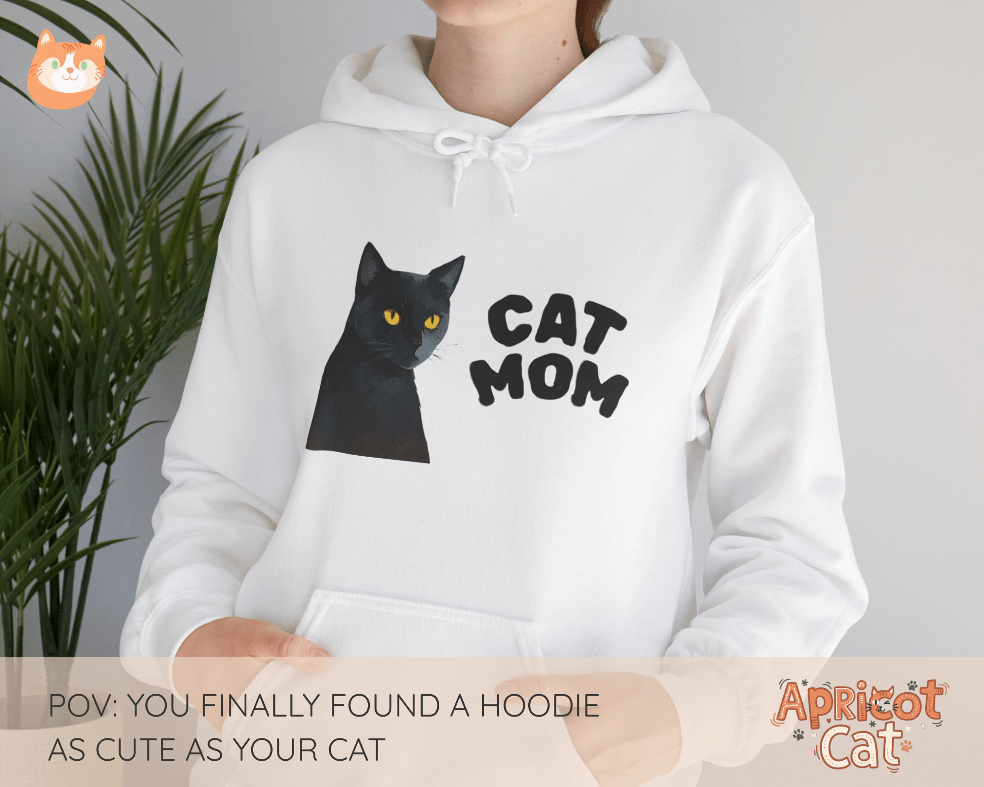 Custom Pet Portrait Hoodie | Personalized Dog Mom & Cat Dad Sweatshirt | Custom Pet Illustration from Photo | Gift for Pet Lovers - Apricot Cat Hoodie