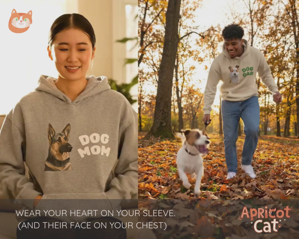 Custom Pet Portrait Hoodie | Personalized Dog Mom & Cat Dad Sweatshirt | Custom Pet Illustration from Photo | Gift for Pet Lovers