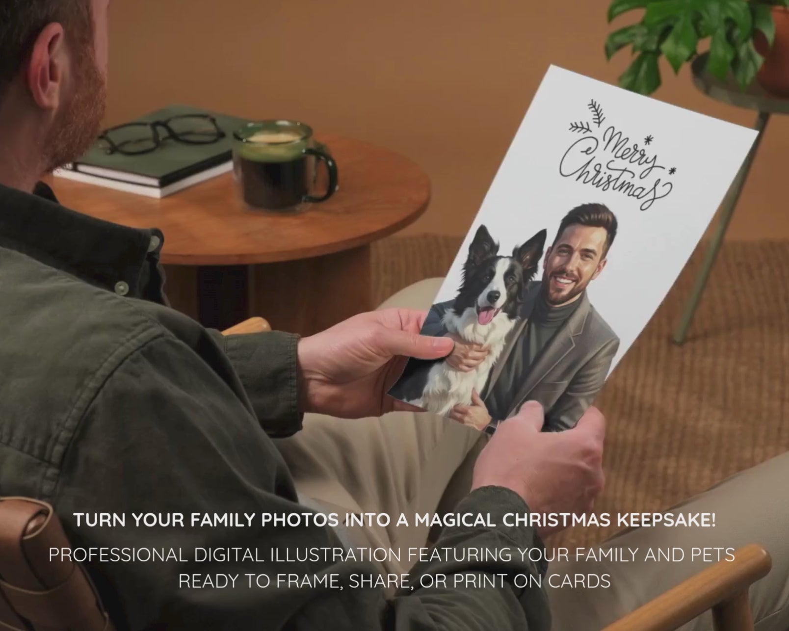 Custom Family Christmas Portrait, Personalized Pet Holiday Illustration, Digital Art Print, Christmas Gift for Family, Custom Drawing